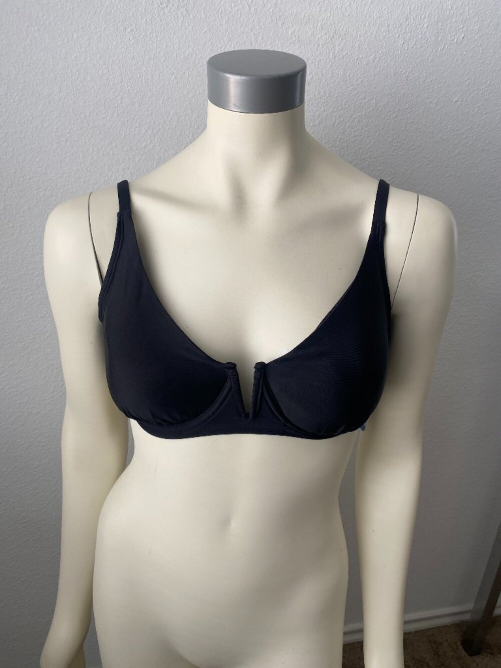 Anne Cole Plunge Bikini Top Women’s L Black Underwire UPF 50